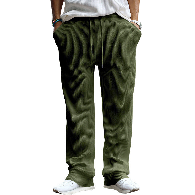 Men's Casual Trousers Loose Straight High Waist Wide Leg Pants