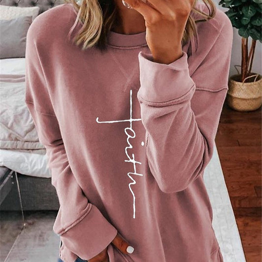 Women's Printed Letter Daily Round Neck Sweater