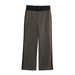 High Waist Fashion Belt Plaid Wide Leg Straight Casual Trousers