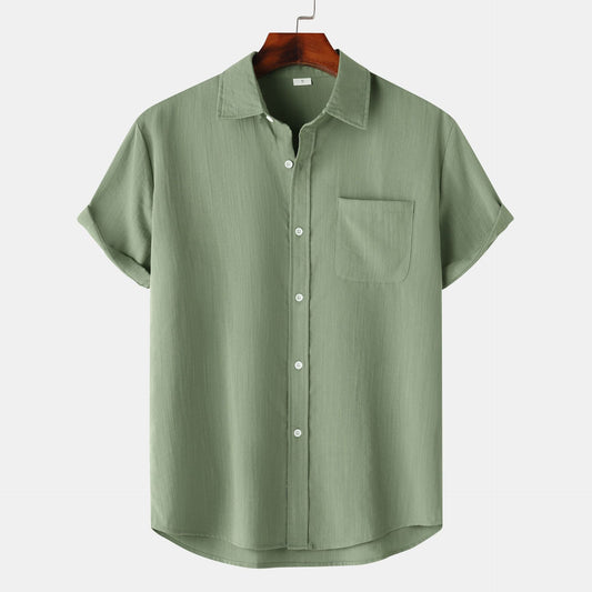 European And American Summer Short Sleeve Casual Cardigan Men's Shirt