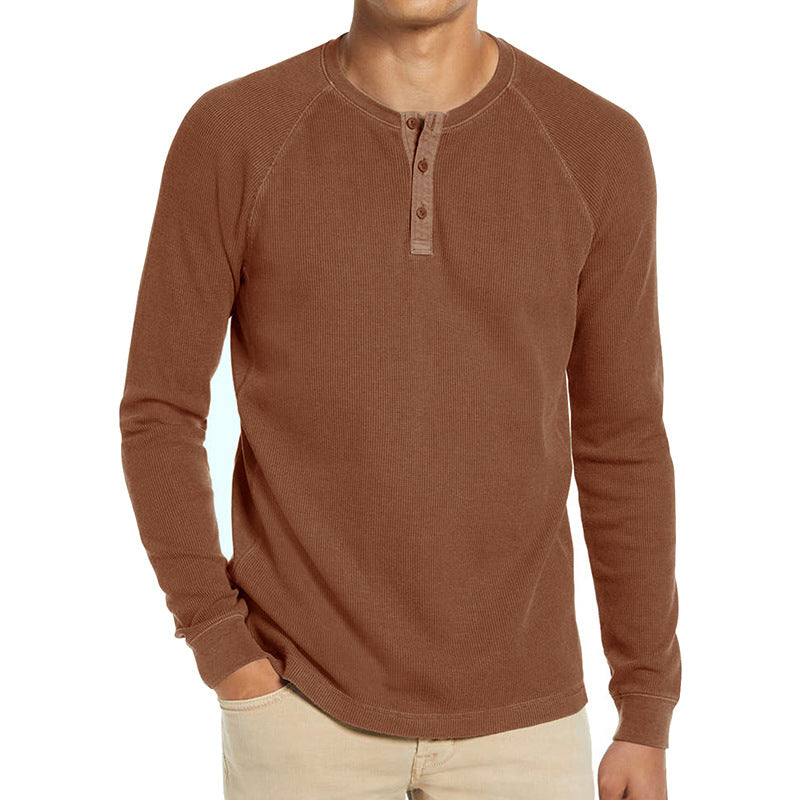 Men's Long-sleeved Waffle Essential Bottoming T-shirt