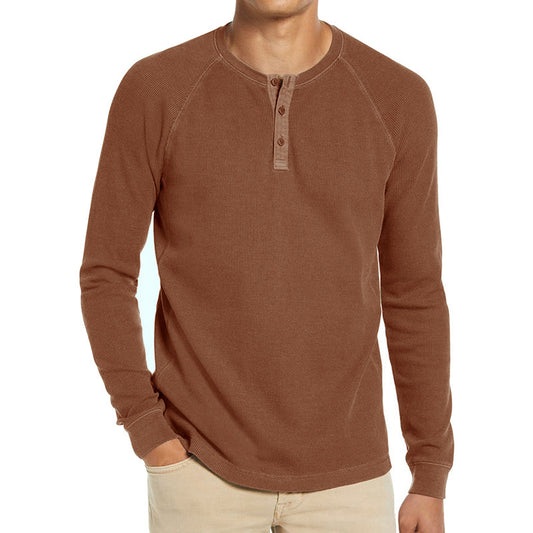 Men's Long-sleeved Waffle Essential Bottoming T-shirt