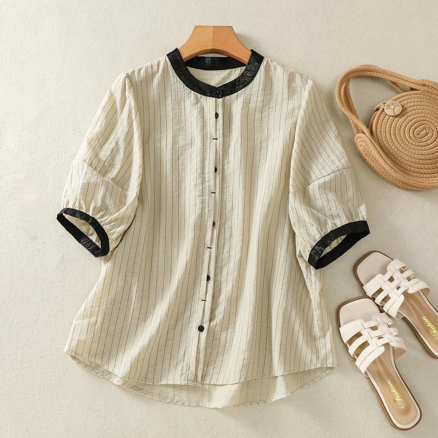 Summer Loose Youthful-looking Chic Puff Sleeve Small Shirt Top