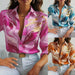 Season Fashion Casual Loose Button Long Sleeve Printed Shirt For Women