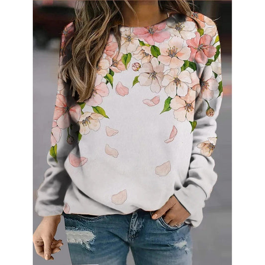 Fashion Floral Print Long-sleeved Women's Sweater