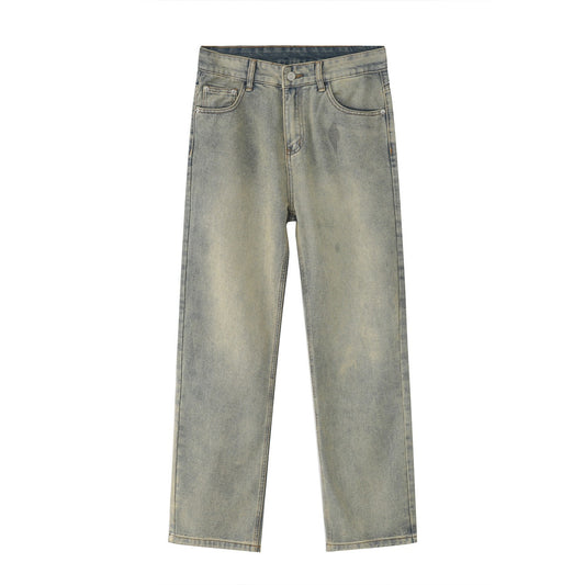 Black And White Basic Simple Jeans Men's Slim Trousers