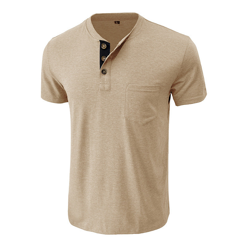 Men's Short-sleeved T-shirt Henley Shirt Top