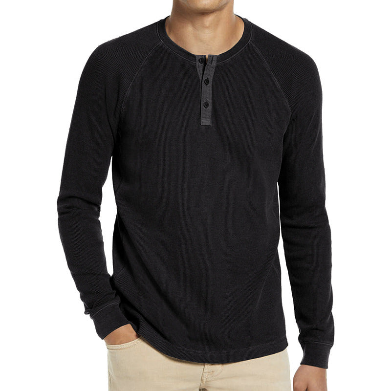 Men's Long-sleeved Waffle Essential Bottoming T-shirt