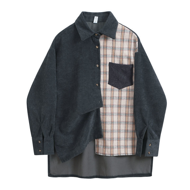 Stitching Plaid Shirt Retro Niche Design Shirt Jacket