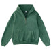 Mens Solid-Color Zip-Up Casual Loose Long-Sleeve Hoodie
