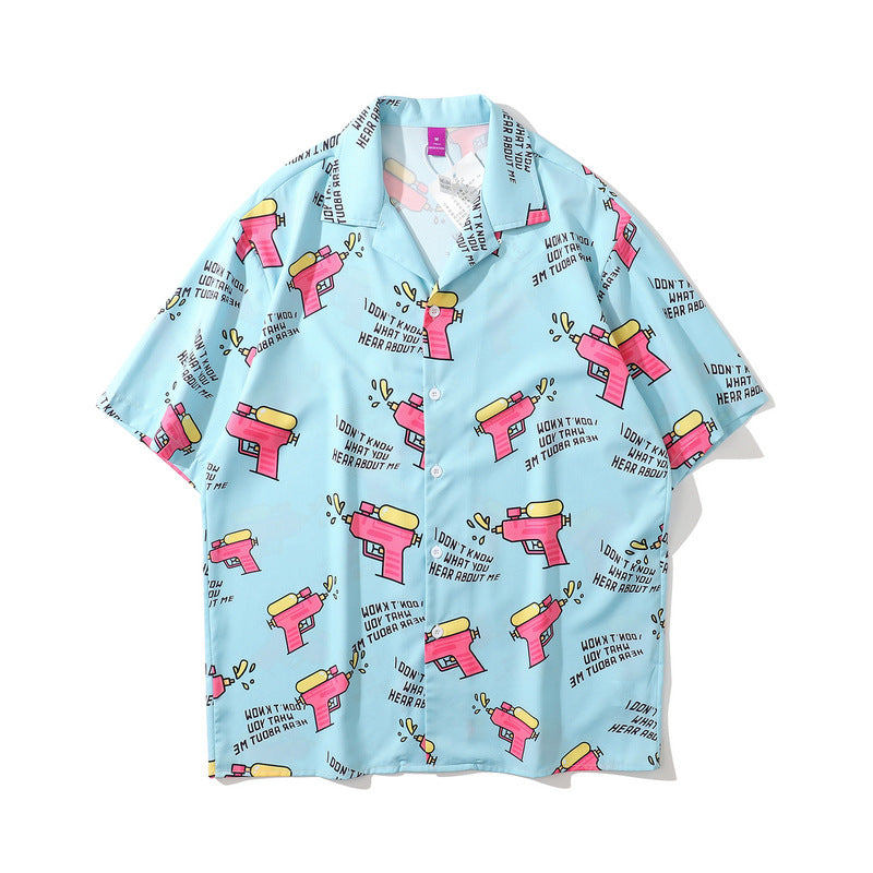 Rainbowtouches Shirt Man Hip Hop High Street Graffiti Smile Face Printing Casual Short Sleeve Tops Couples Fashion