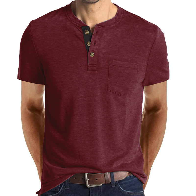 Men's Short-sleeved T-shirt Henley Shirt Top