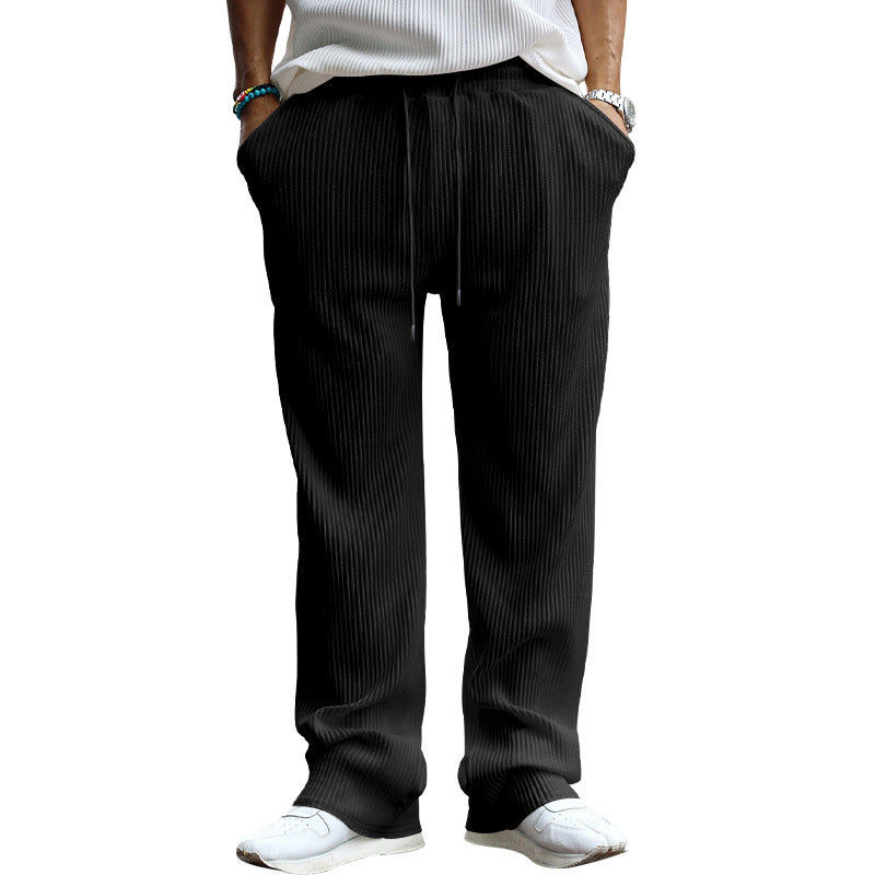 Men's Casual Trousers Loose Straight High Waist Wide Leg Pants