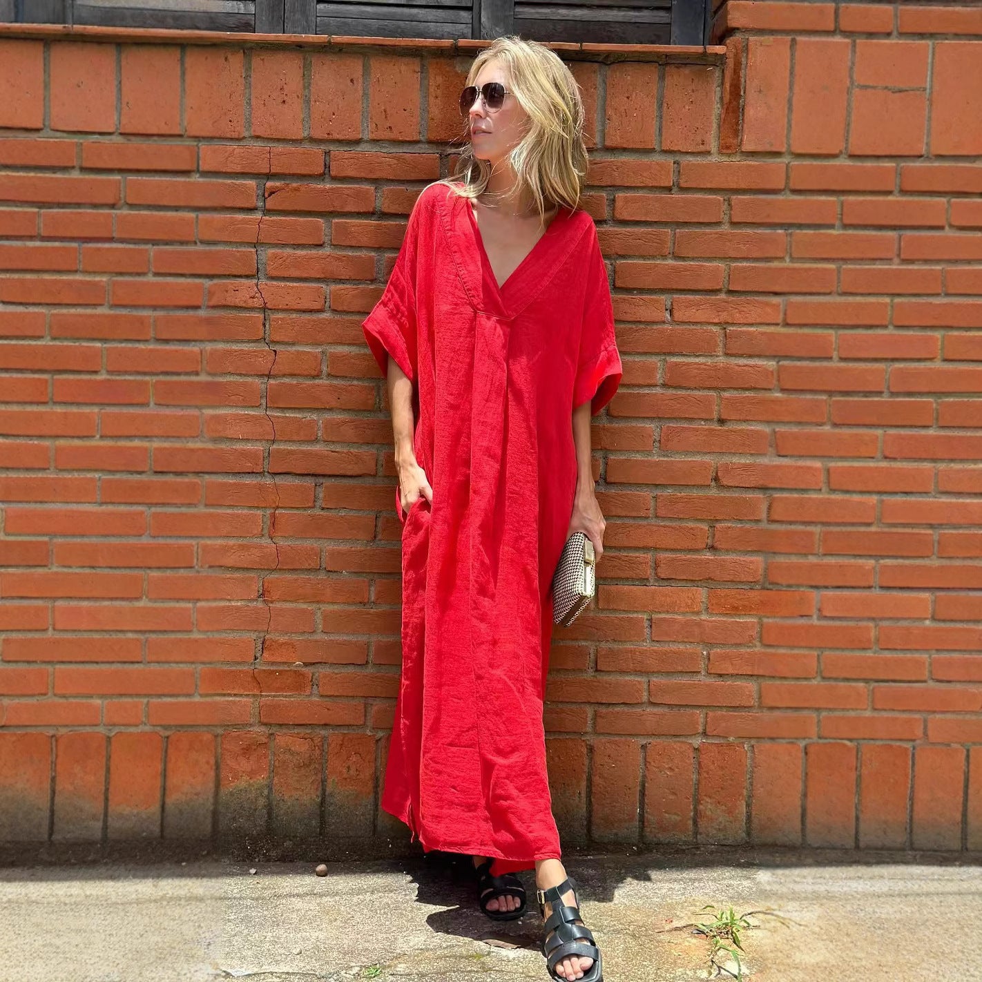 Chest Pleated Dress Slim Fit