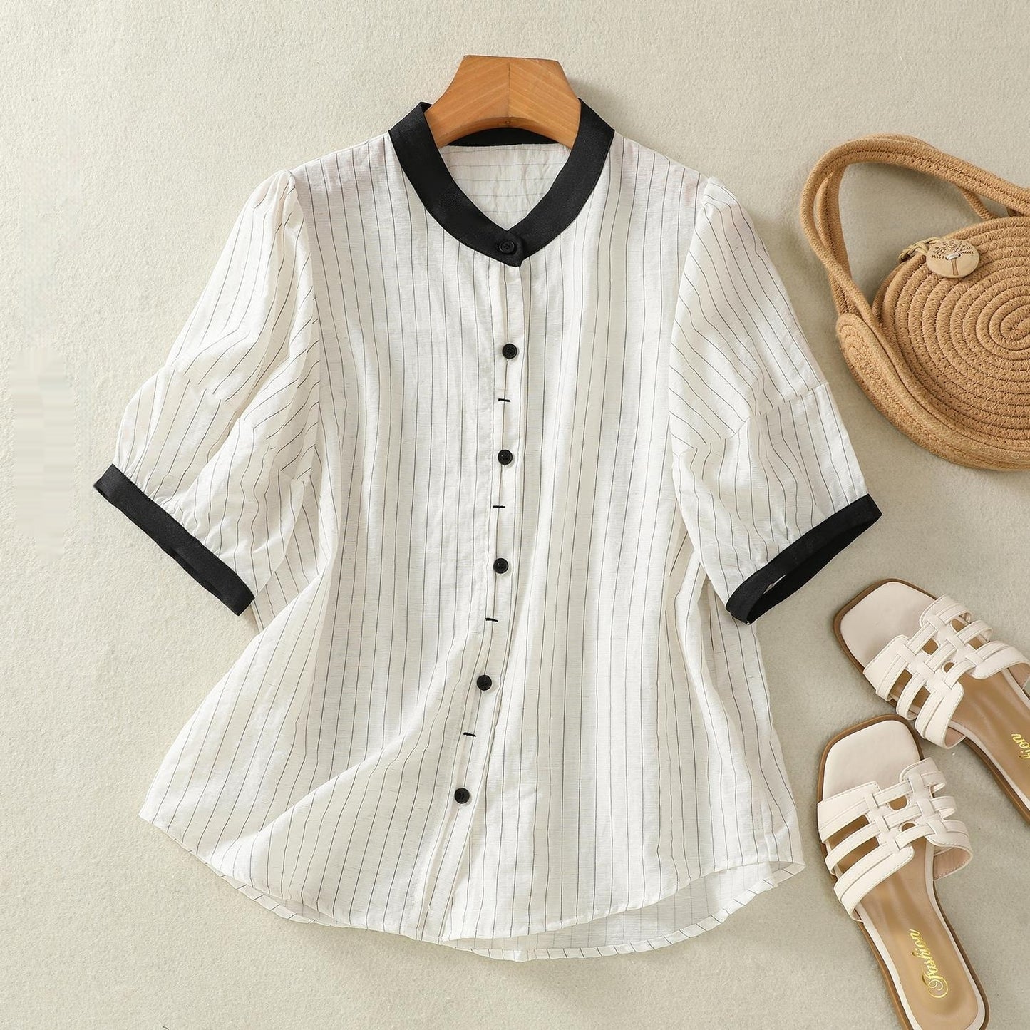 Summer Loose Youthful-looking Chic Puff Sleeve Small Shirt Top