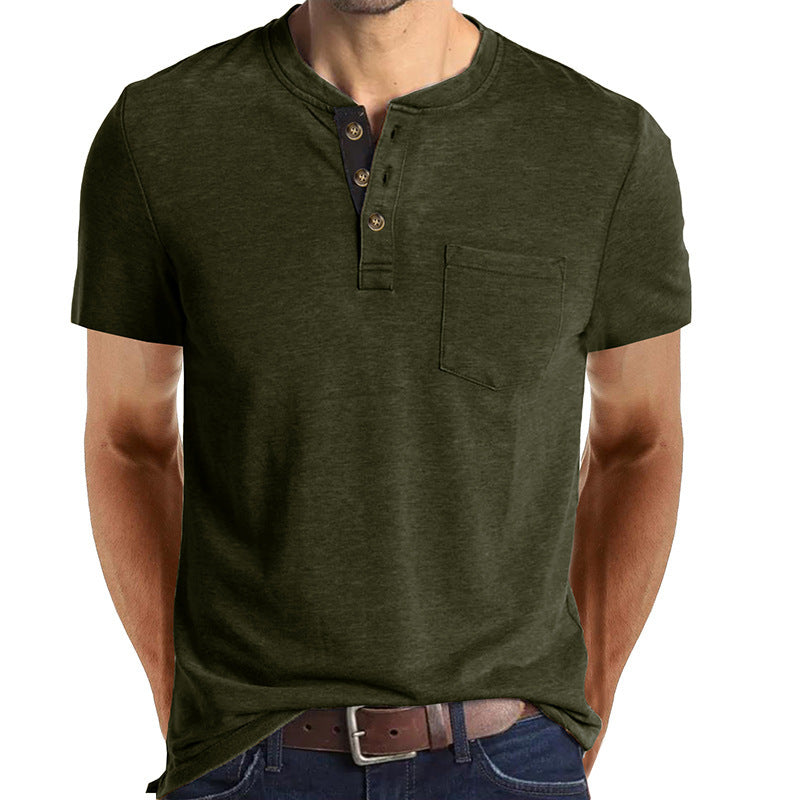 Men's Short-sleeved T-shirt Henley Shirt Top