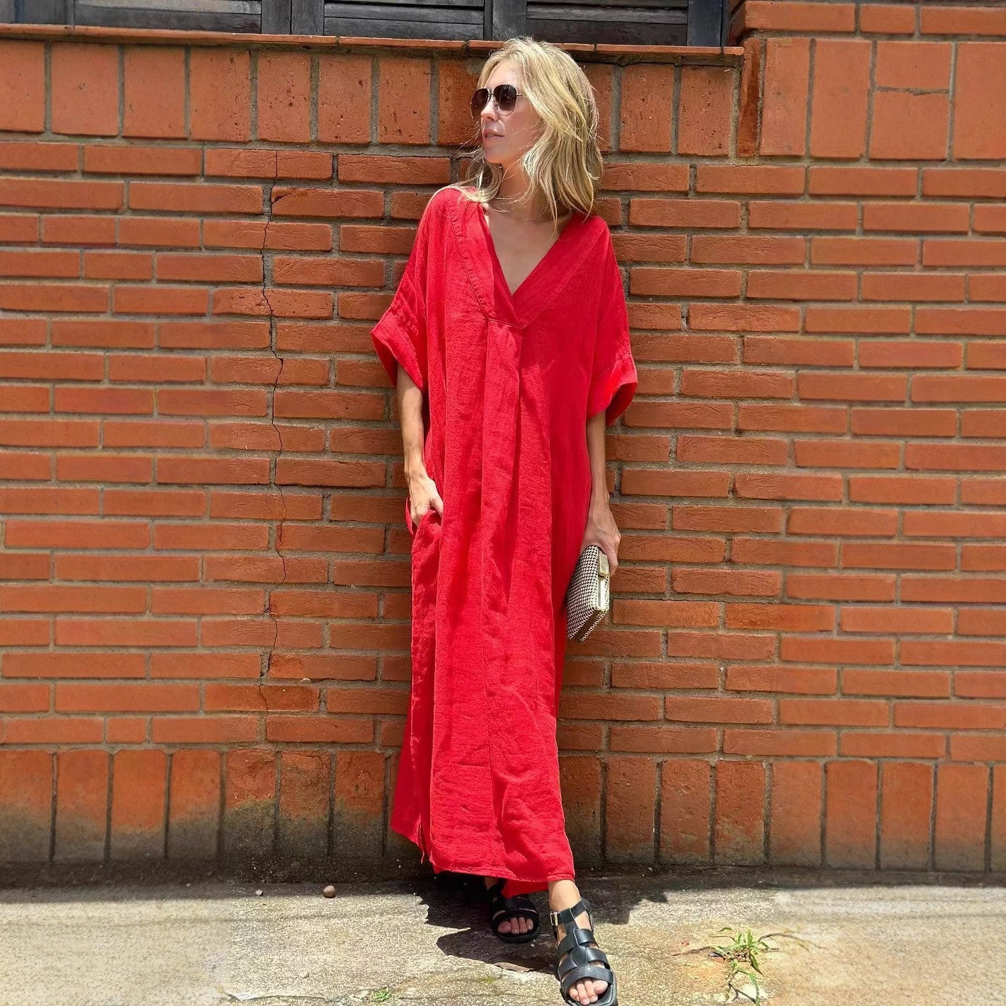 Chest Pleated Dress Slim Fit