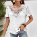 Lace Stitching Hollow Round Neck Solid Color Short Sleeve