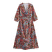 Floral Print V-neck Slim Temperament Dress
