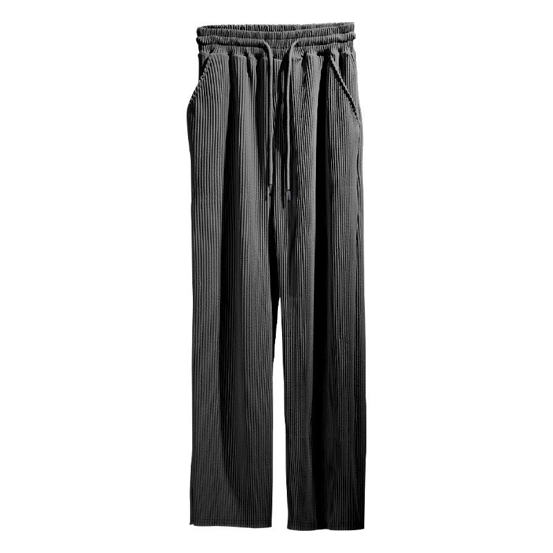 Men's Casual Trousers Loose Straight High Waist Wide Leg Pants