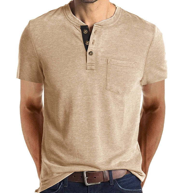 Men's Short-sleeved T-shirt Henley Shirt Top