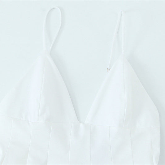 European And American Style Fashion Wide Pleated Poplin Short Dress