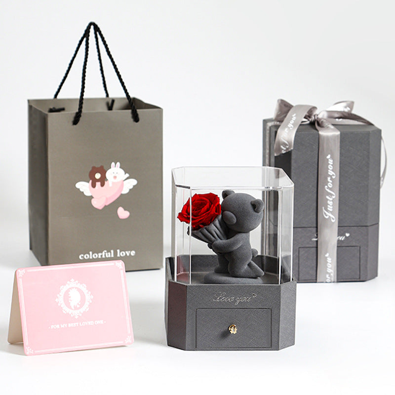 Flocking Bear Gift Box Valentine's Day