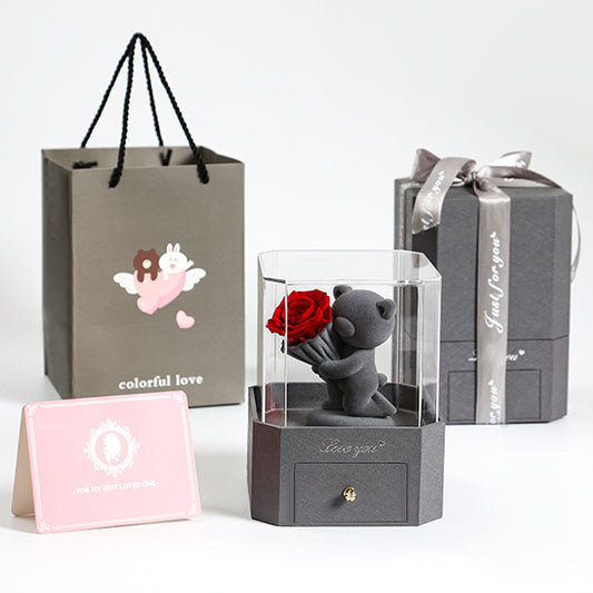 Flocking Bear Gift Box Valentine's Day