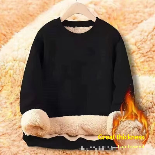 Mens Loose-fitting Versatile Extra-thick Crewneck Hoodie